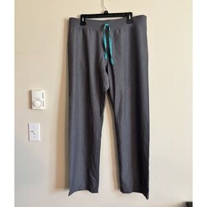FIGS High Waisted Livingston Scrub Pants Womens Large Gray Teal Blue Drawstring